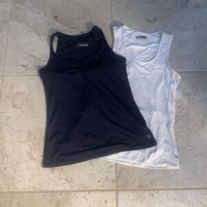 Lija Womens tennis tanks- white and navy